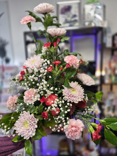 Sweet Affection - A pretty arrangement in soft pink and red tones, perfect for sending love and warm wishes.